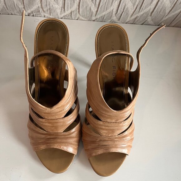 MARC FISHER Tan Leather Heels - Picture 1 of 6